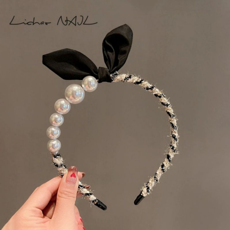 Bờm Cài tóc nữ lolita xinh xắn loại 1 nơ đen thanh lịch dịu dàng ngọt ngào