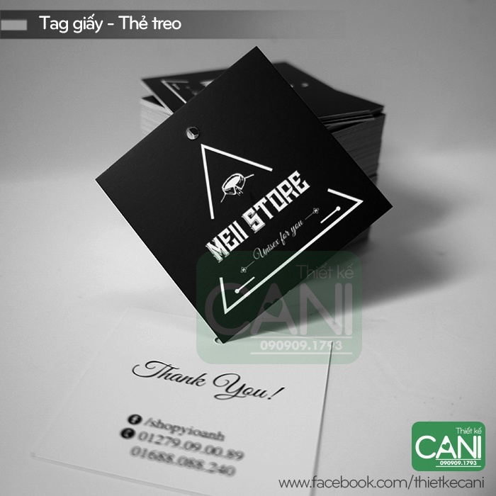 1000c Thẻ Tag giấy treo quần áo thoi vuông 4 x 4cm In theo yêu cầu Tem treo CANI