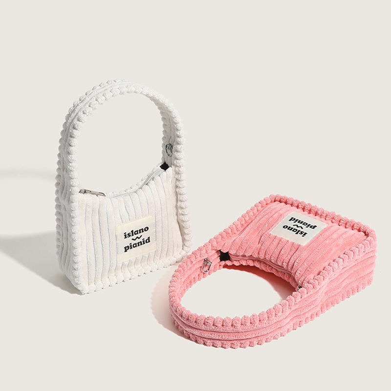 Túi Đeo Chéo Dây Xích Bằng Vải Nhung In Chữ Cái Màu Hồng Dành Cho Bạn Nữ