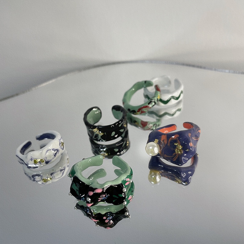 Nhẫn MặT HìNh Hoa ĐíNh Zircon NgọC Trai Giả ThờI Trang Cho Nữ
