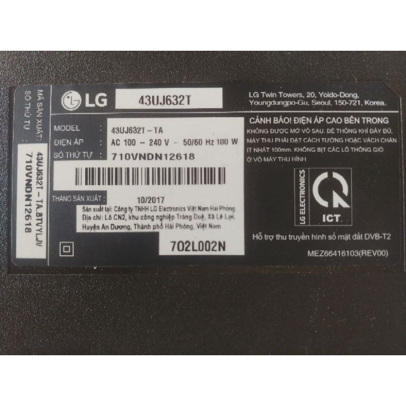 Full bo mạch tivi LG 43UJ632T + LED