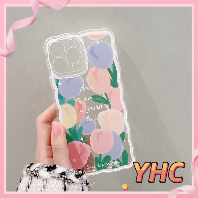 Ốp Điện Thoại Họa Tiết Hoa Viền Lượn Sóng Cho Iphone6 6splus 7 7plus 8plus XR x xs 12 11 pro max plus 13 Promax