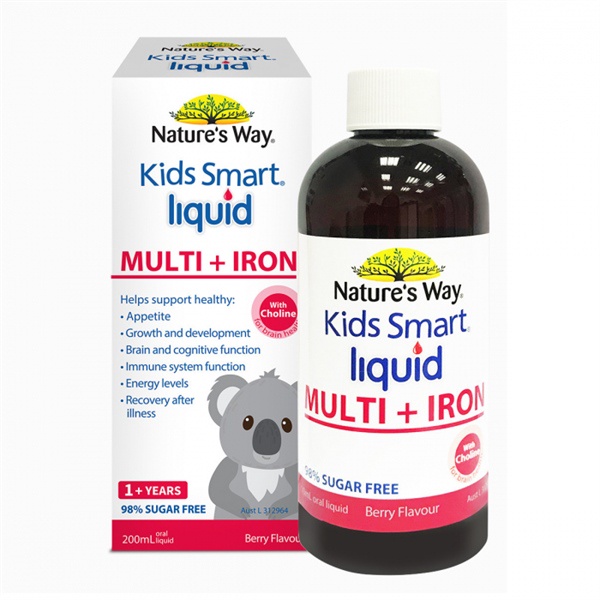 Nature 'WAY KIDS SMART MULTI + IRON LIQUID 200ML - Sirô uống bổ sung Vitamin + Sắt cho bé 1Y+