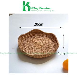 Đĩa mây thấp đựng hoa quả đồ ăn mây tre đan KING BAMBOO