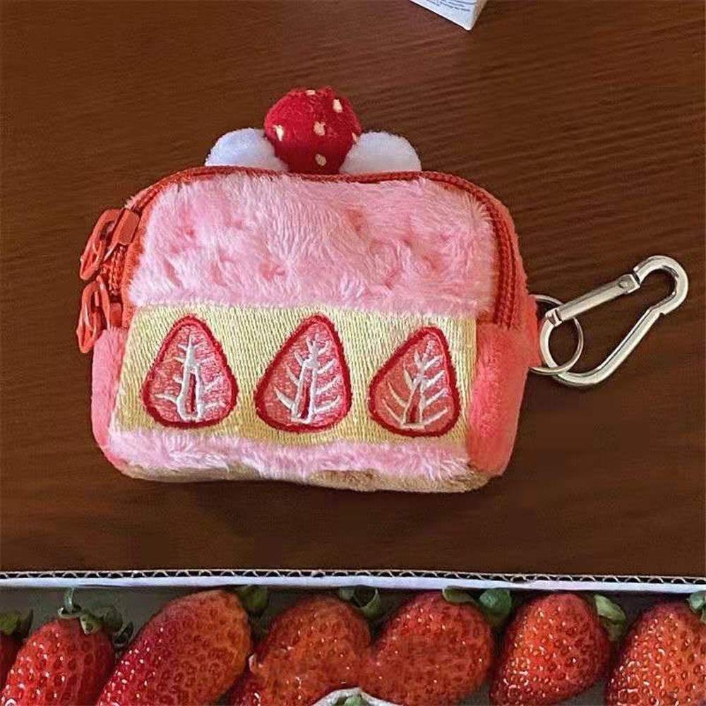 Ví Đựng Tiền Xu Mini Đa Năng Hình Bánh Kem Dâu Tây Nhồi Bông Lấp Lánh