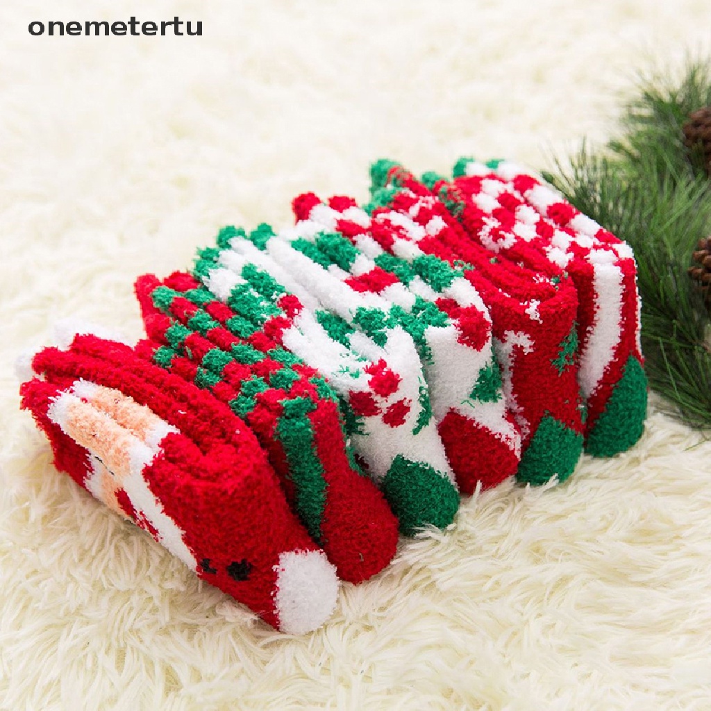 1 Đôi Vớ Cotton Giữ Ấm Họa Tiết Giáng Sinh Dễ Thương Dành Cho Nữ