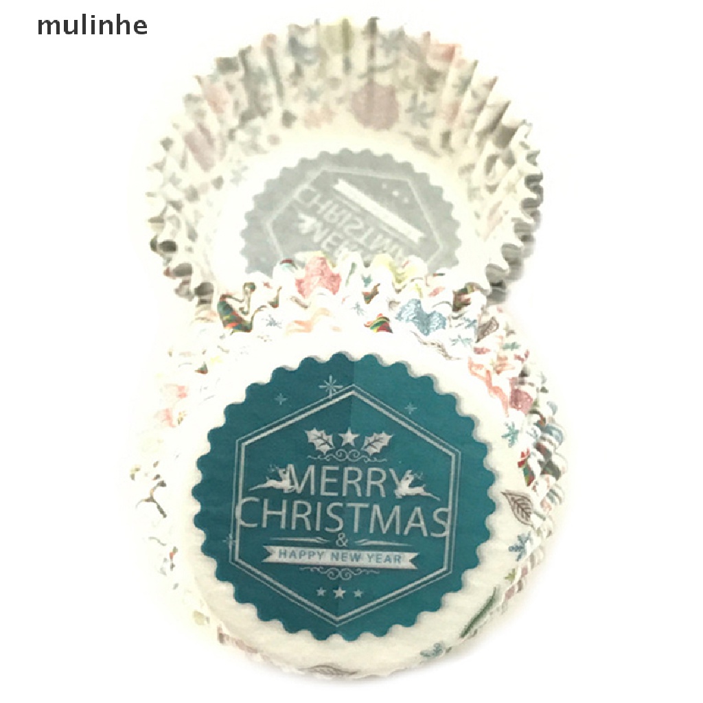 Set 100 Khay Đựng Bánh Cupcake / Muffin Họa Tiết Giáng Sinh Dễ Thương
