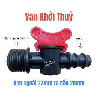 Van khoá ren ngoài 27mm ra  20mm dùng nối ống PE/LDPE trong hệ thống tưới tự động