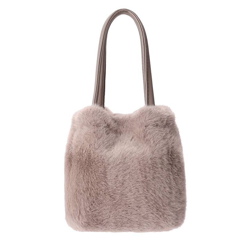 Ielgy Túi bucket Phối Lông Tươi Mới Và Ngọt Ngào Nhỏ Gọn Cho Nữ