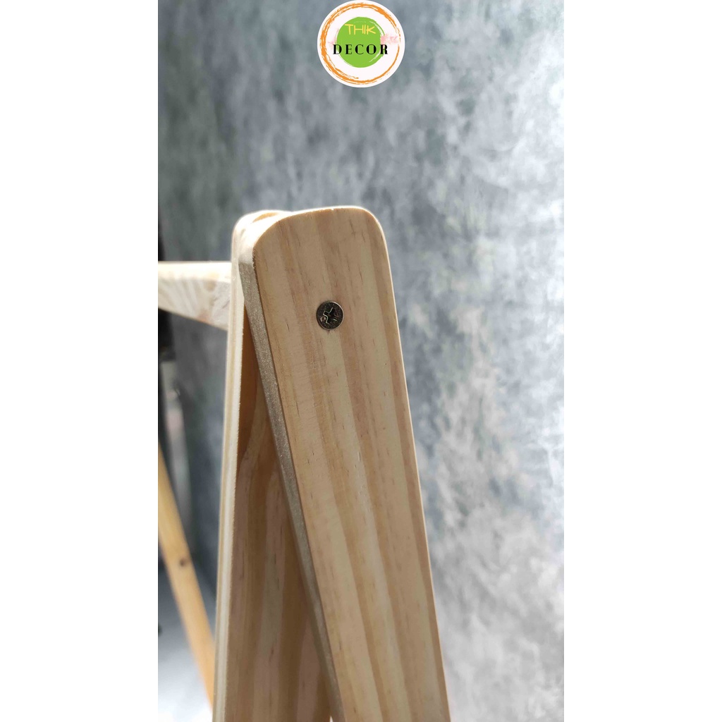 Kệ treo quần áo chữ A Thik Decor KT 135*100*37cm, giá treo quần áo decor phòng bằng gỗ thông tự nhiên