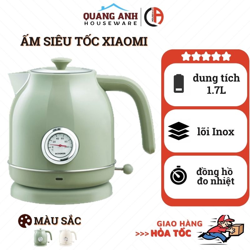 Ấm Siêu Tốc Xiaomi OCOOKER 1,7L Có Đồng Hồ Đo Nhiệt Độ BH 6 Tháng Lỗi 1 Đổi 1 Bình Đun Siêu Tốc