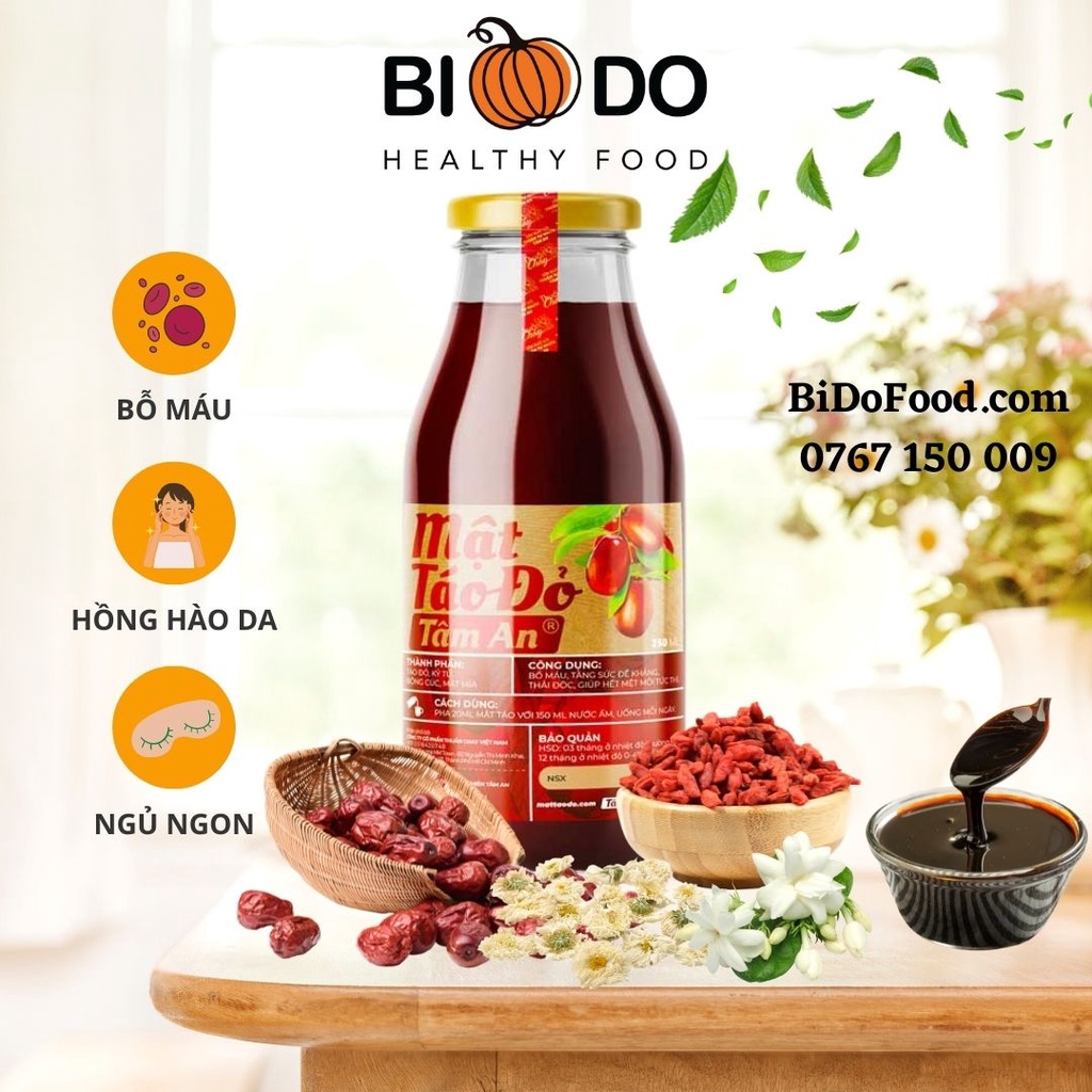 Mật Táo Đỏ Tâm An Bổ Máu 250ml - Bí Đỏ Food - An Thần Ngủ Ngon Tăng Đề Kháng Cho Bé