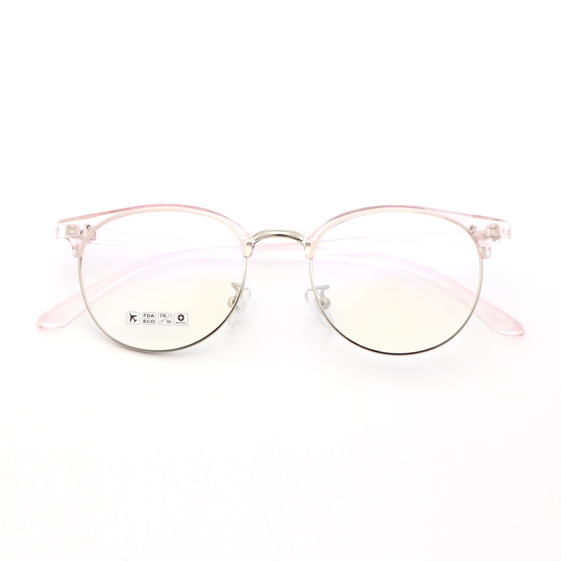 Gọng kính tròn cắt vành mắt anti blue light chống ánh sáng xanh chất liệu kim loại cao cấp 6214