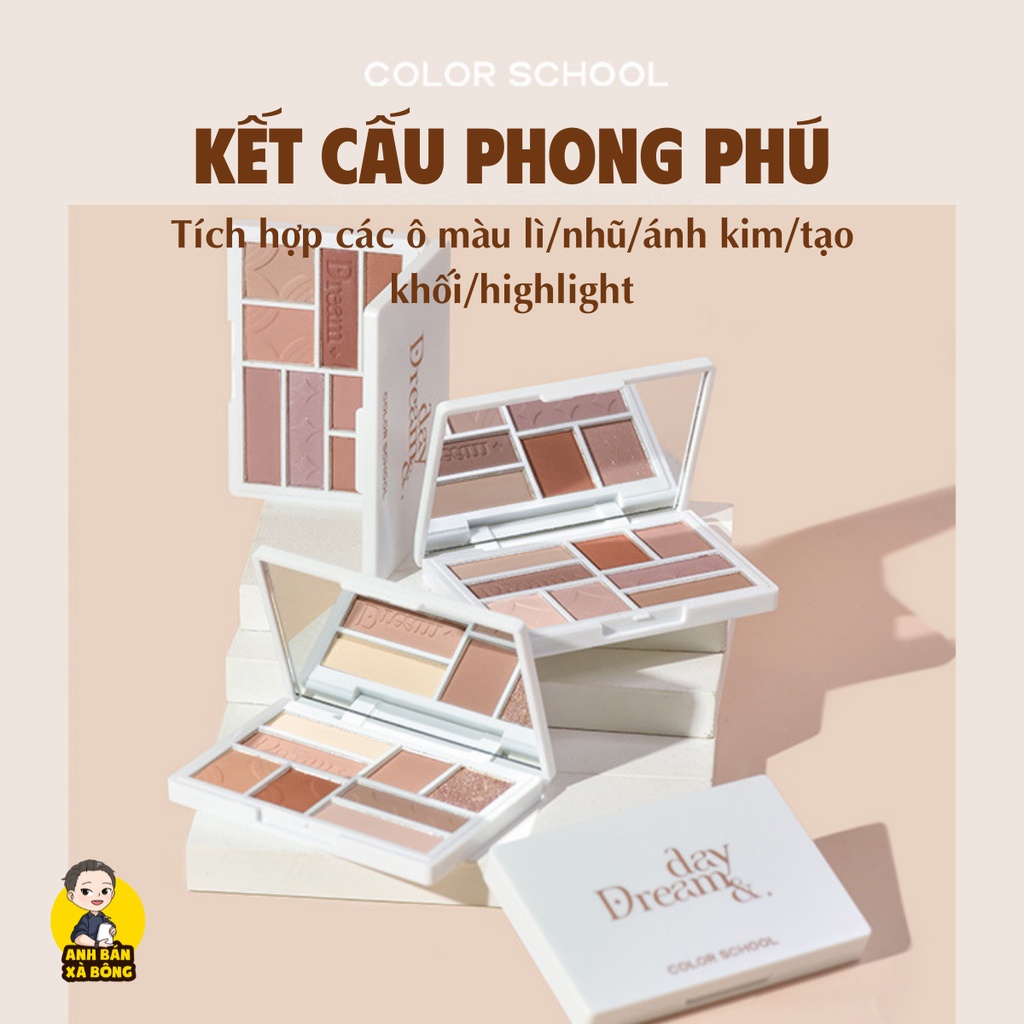 Bảng Phấn Mắt 8 ô Nhũ Lì COLOR SCHOOL 8-Color Dream Day Eyeshadow Palette CS010
