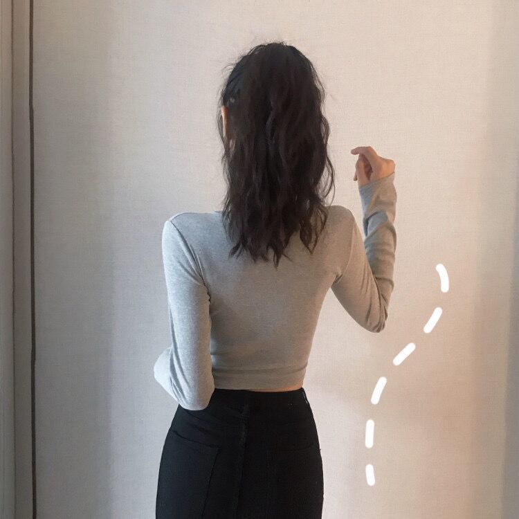 Jiashucheng Áo Thun Nữ Dài Tay Vạt Chéo Thời Trang