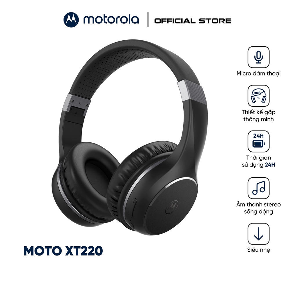 Tai nghe chụp tai Bluetooth Motorola MOTOXT220- 24h sử dụng- Noise Isolation- jack 3.5