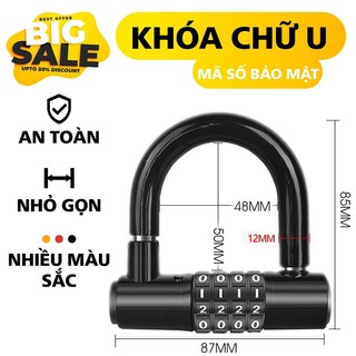 Khóa số có mật mã hình chữ U lõi đồng cao cấp không cần chìa, bảo mật 4 số an toàn