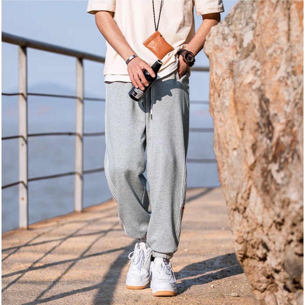 Quần Jogger nỉ MEANSTORE pants unisex basic nam nữ cạp chun ống rộng phong cách Hàn Quốc ulzzang - Line