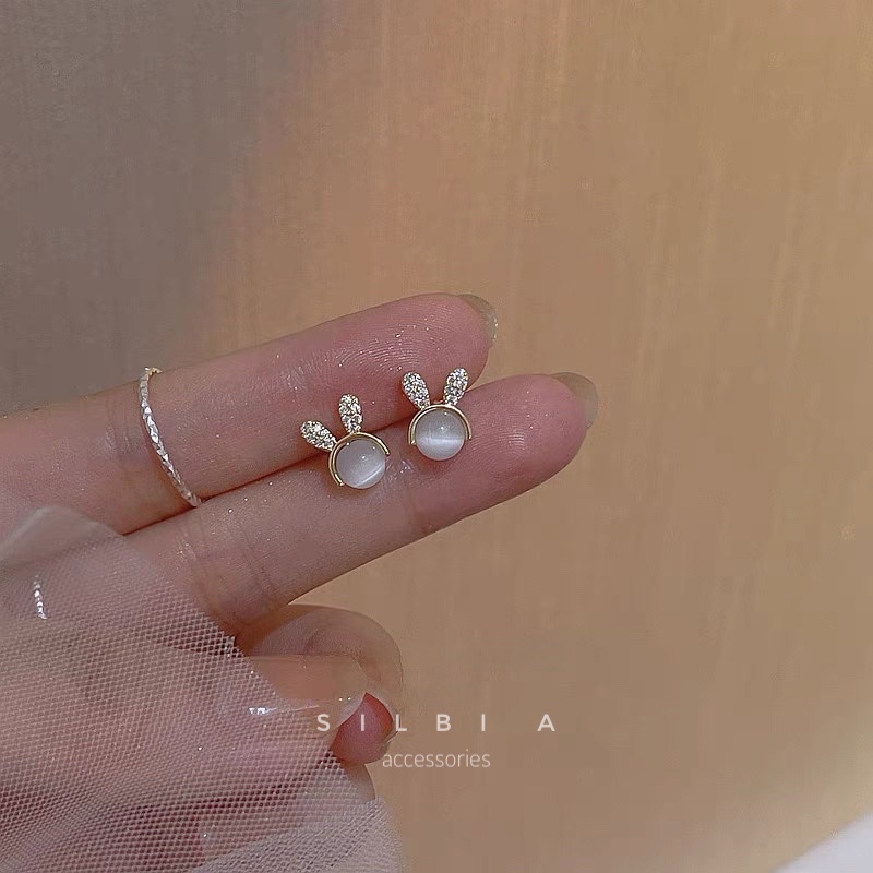 𝚂𝚒𝚕𝚋𝚒 𝙰 Khuyên Tai Bạc, Bông Tai Thỏ Cao Cấp Bạc S925