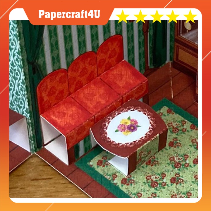 Mô hình giấy 3D kiến trúc nhà thu nhỏ Green House and  Rose House