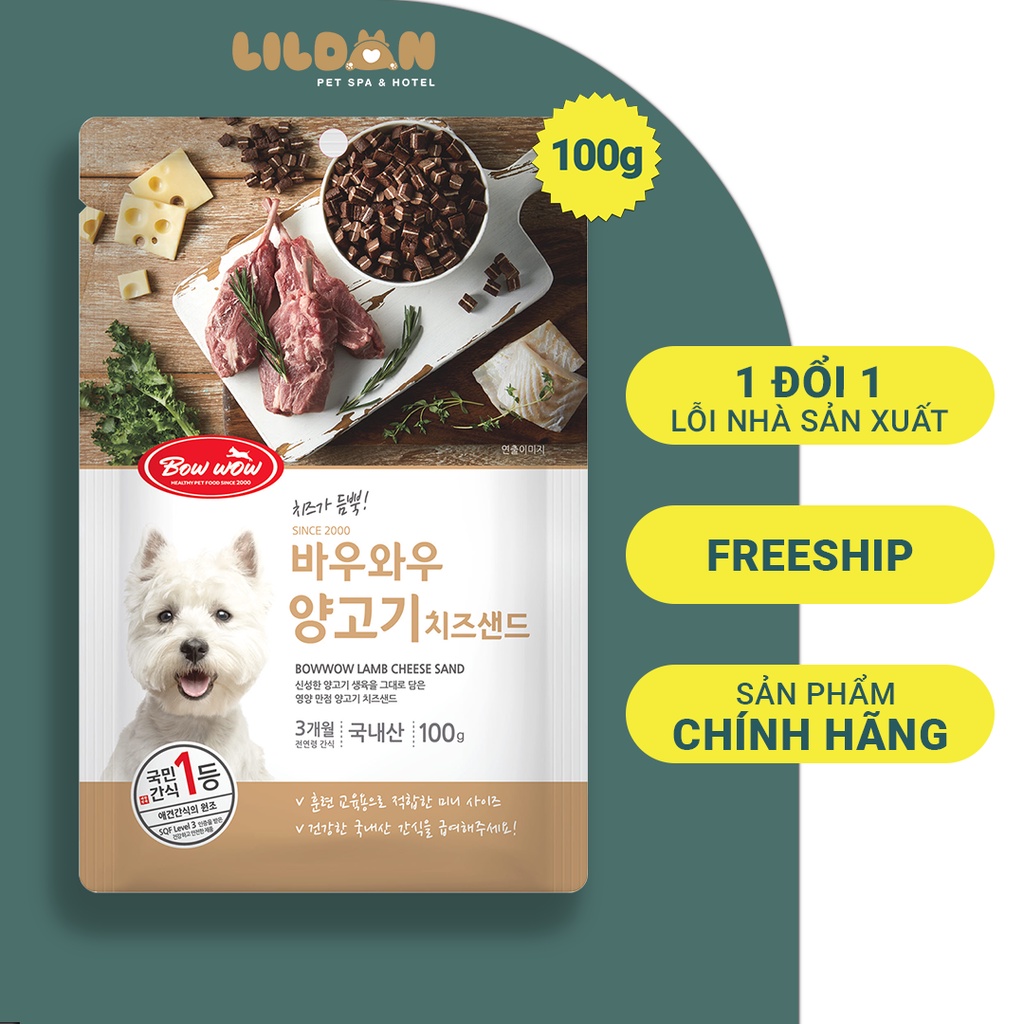BOWWOW (Túi chiết 100g) Bánh Thưởng Snack Thưởng - Viên Phô Mai Vị Thịt Cừu Cho Chó