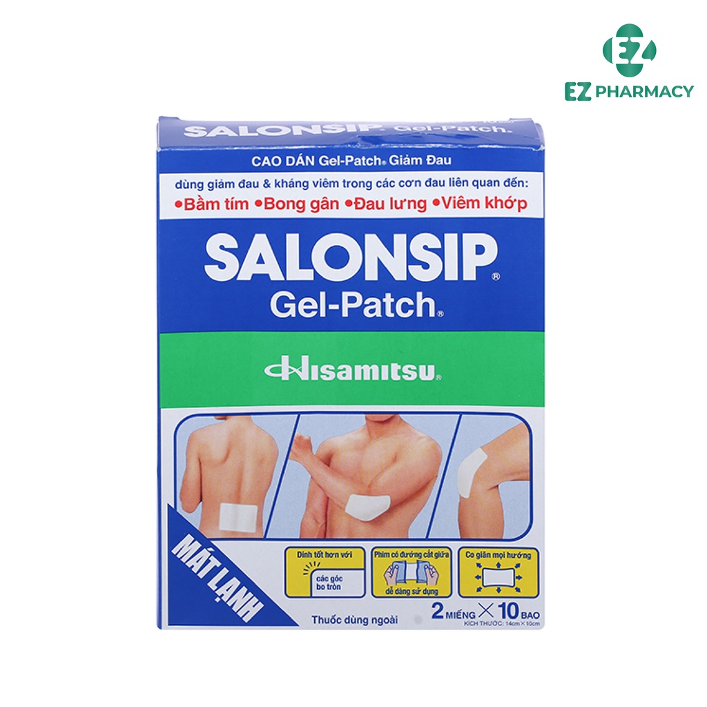 Cao dán Salonsip Gel Patch hỗ trợ giảm đau Túi 2 miếng - EZ Pharmacy