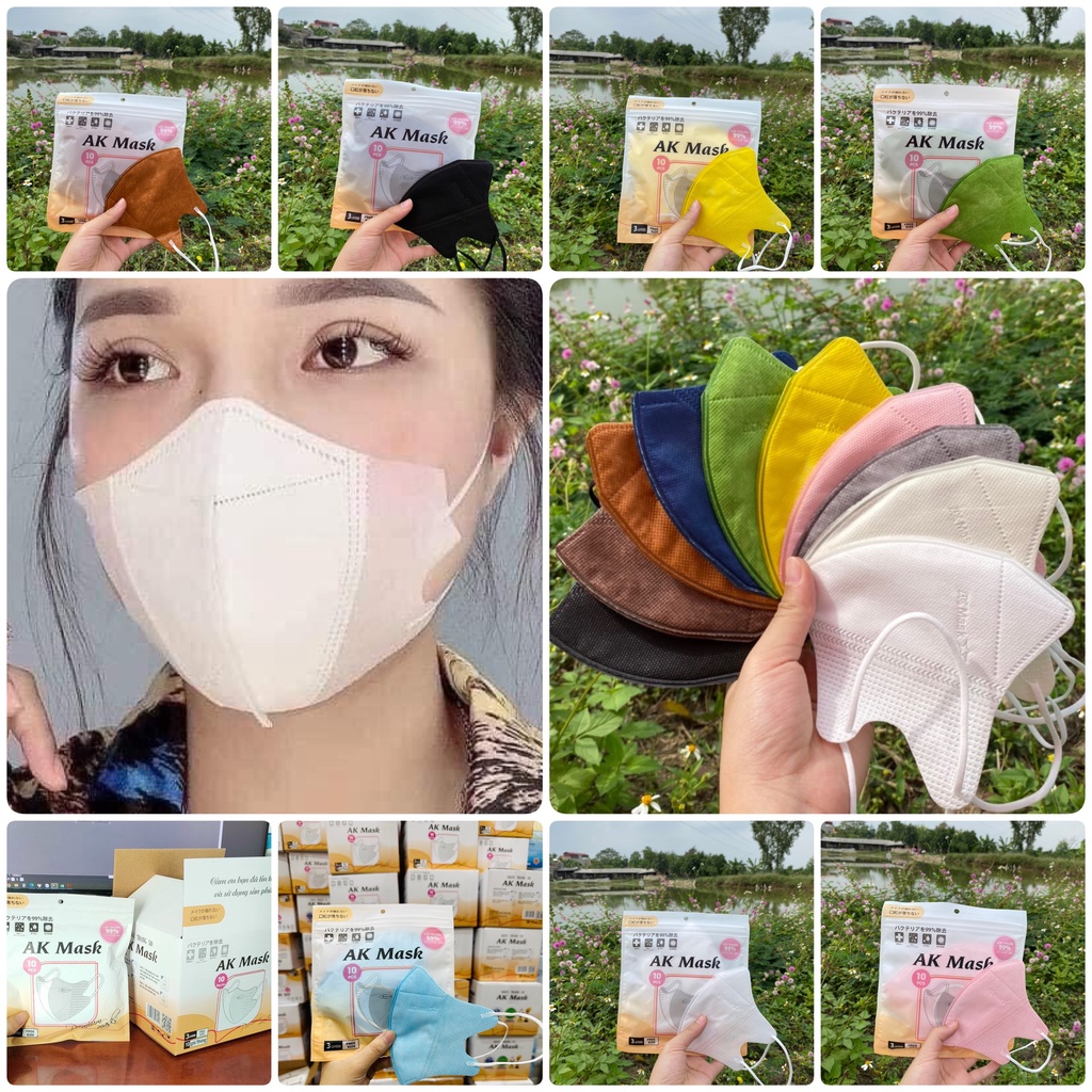 Thùng 100 chiếc Khẩu trang 5D AK Mask, khẩu trang y tế 3 lớp cao cấp