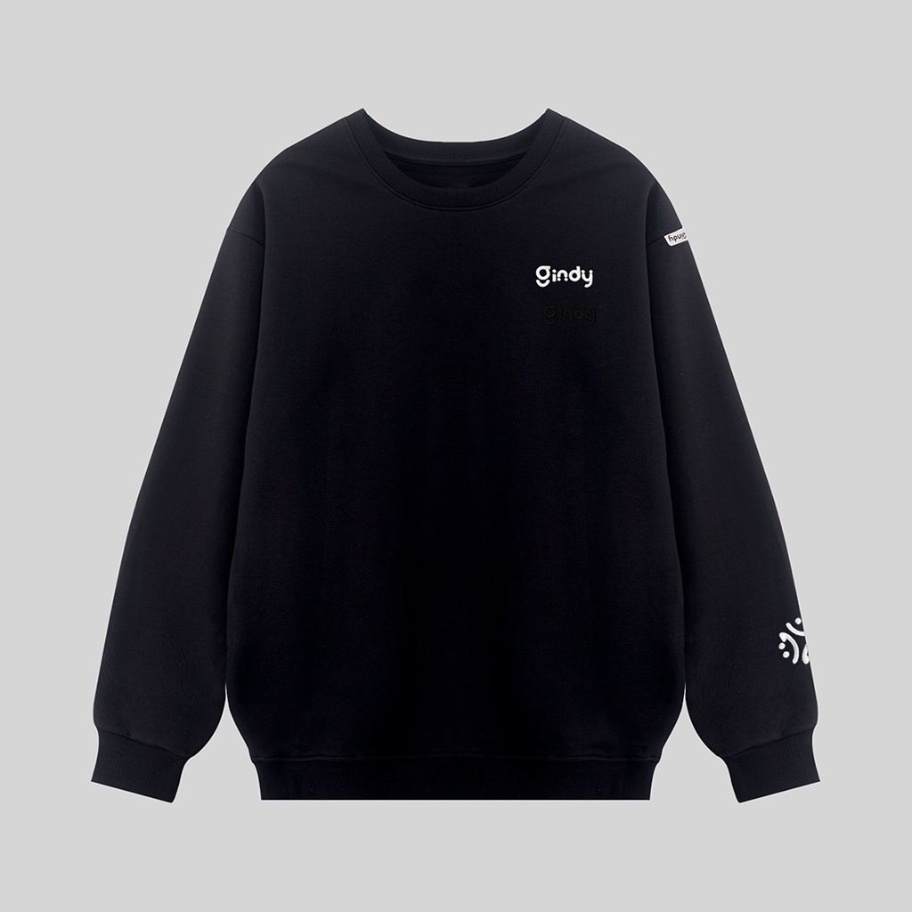 Áo nỉ sweater trơn nam nữ GINDY hoodie dài tay thêu chữ basic form rộng unisex chất nỉ Hàn Quốc thời trang thu đông A089