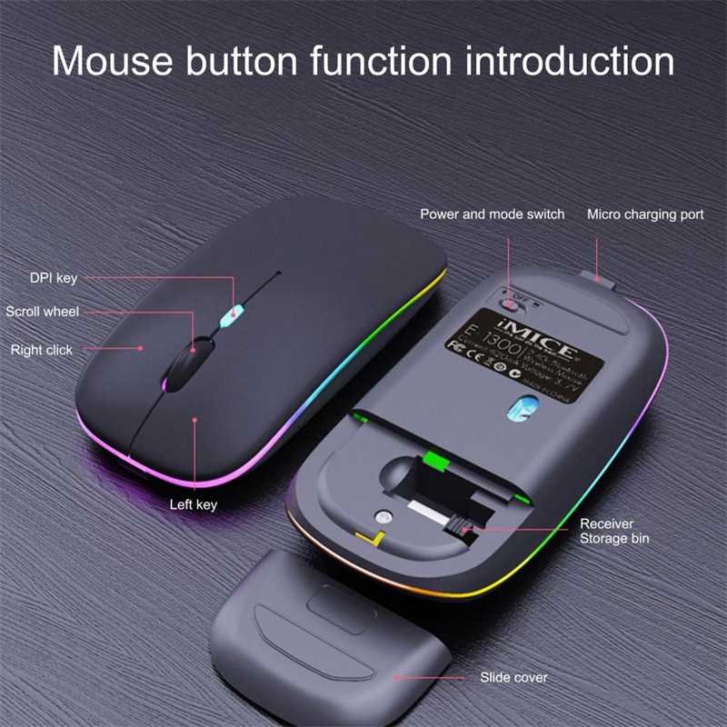 Chuột không dây Có Đèn LED RGB Nhiều Màu Sắc Chất Lượng Cao Cho PC / Laptop / Tablet / MacBook