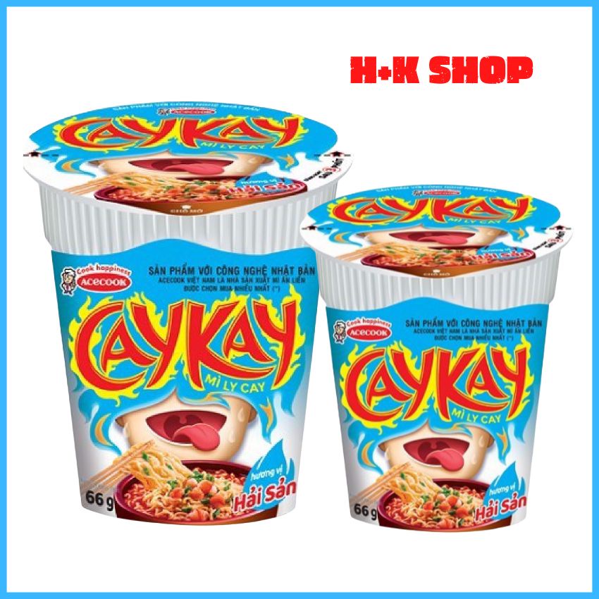 Mì Ly CayKay Hương vị Bò, Hải Sản 66g x24Ly MLCK01