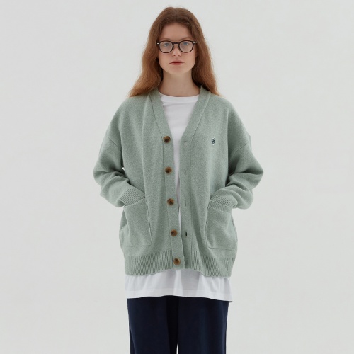 Áo cardigan basic OiOi Rose chính hãng nhiều màu size đại | BASIC PATCH KNIT CARDIGAN