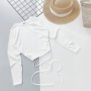 Áo CROPTOP tay dài CỘT DÂY EO