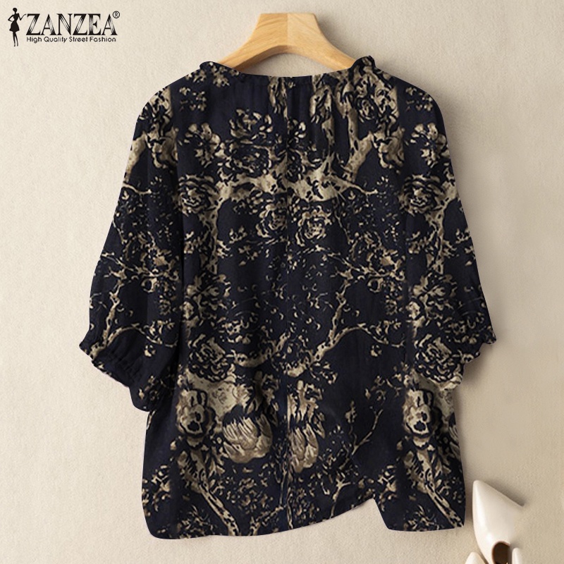 Áo nữ ZANZEA tay 3 / 4 họa tiết vintage thời trang