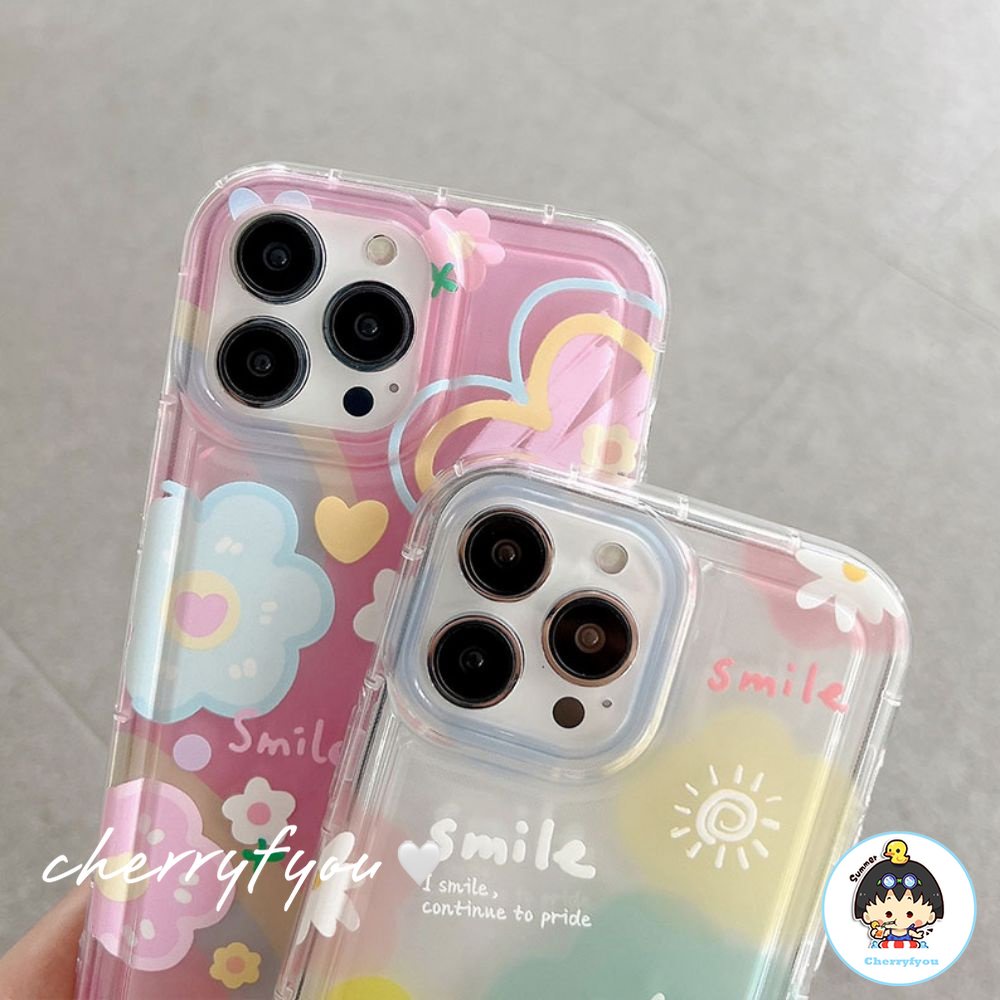 Ốp Điện Thoại TPU Mềm Trong Suốt Họa Tiết Hoa Mặt Cười Cho IPhone 11 12 13 14 Pro Max XS XR 7 8 Plus