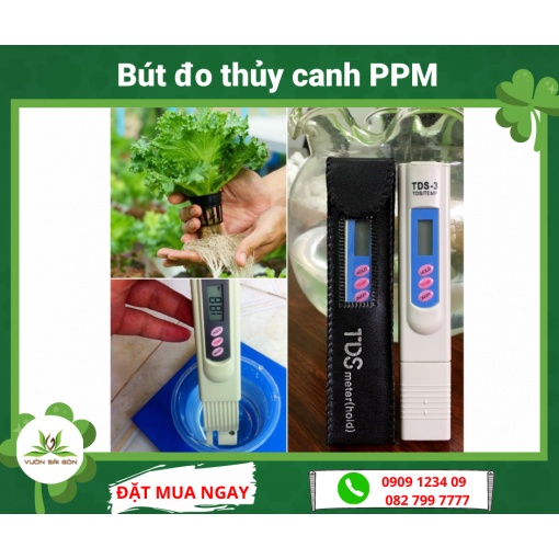 Bút đo thủy canh PPM – đo nồng độ dinh dưỡng, ppm trồng rau thủy canh, đo chuẩn, độ chính xác cao (Vườn Sài Gòn)