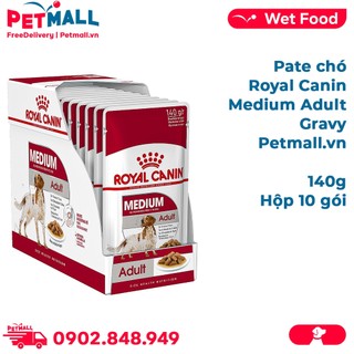 Pate chó Royal Canin Medium Adult Gravy 140g - 1 hộp 10 gói Petmall
