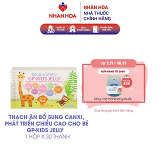 Thạch Ăn Bổ Sung Canxi Phát Triển Chiều Cao Cho Bé GP-KIDS JELLY hộp 30 thanh