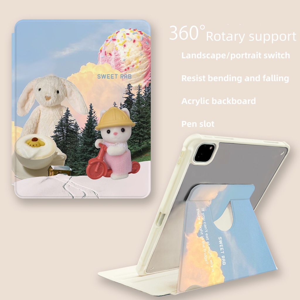 360° Bao Da Máy Tính Bảng Có Thể Xoay Cho IPad Air 5 4 3 / Pro 11 12.9 10.5 / 10.2 9.7 Inch Mini 10th 9th 8th 7th 6th 5th Giá Đỡ