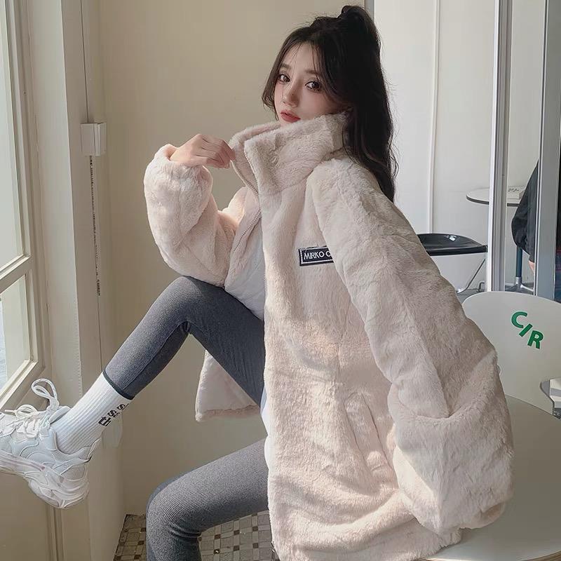 Áo khoác lông có chữ phía sau lưng siêu ấm cho mùa đông Lizhouse A001