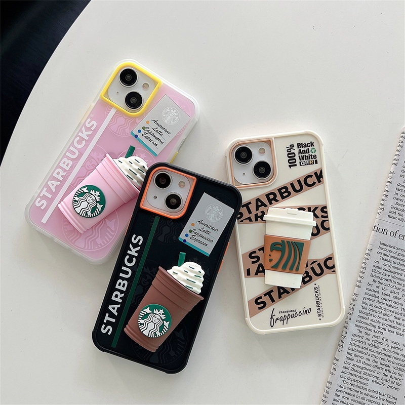 Ốp Điện Thoại Họa Tiết Ly Kem Starbucks 3D Hợp Thời Trang Cho iPhone 11 14 12 13 Plus Pro Max