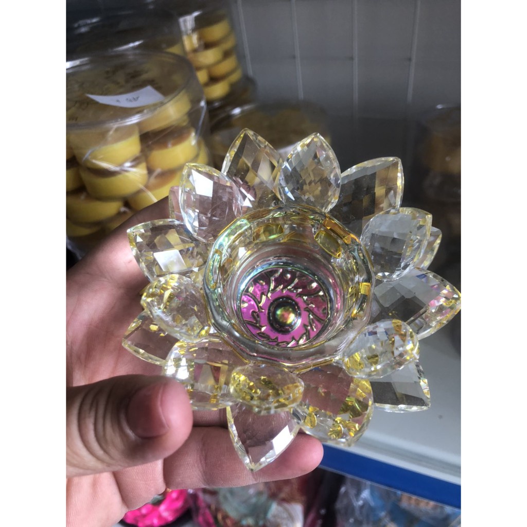 Chân nến hoa sen pha lê 10cm - cây thắp nến