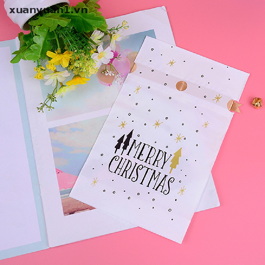 Set 10 Túi Nhựa Đựng Kẹo Họa Tiết Giáng Sinh Dễ Thương Bộ 10 Túi Đựng Kẹo Họa Tiết Tuần Lộc Giáng Sinh Dễ Thương