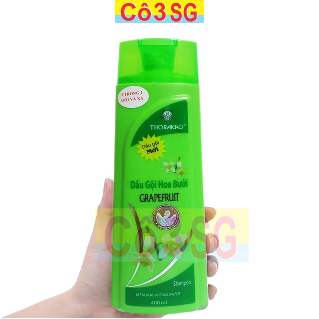 Dầu gội xả Hoa Bưởi Thorakao (Mới) 400ml sạch gàu, mượt tóc, giảm rụng tóc co3sg