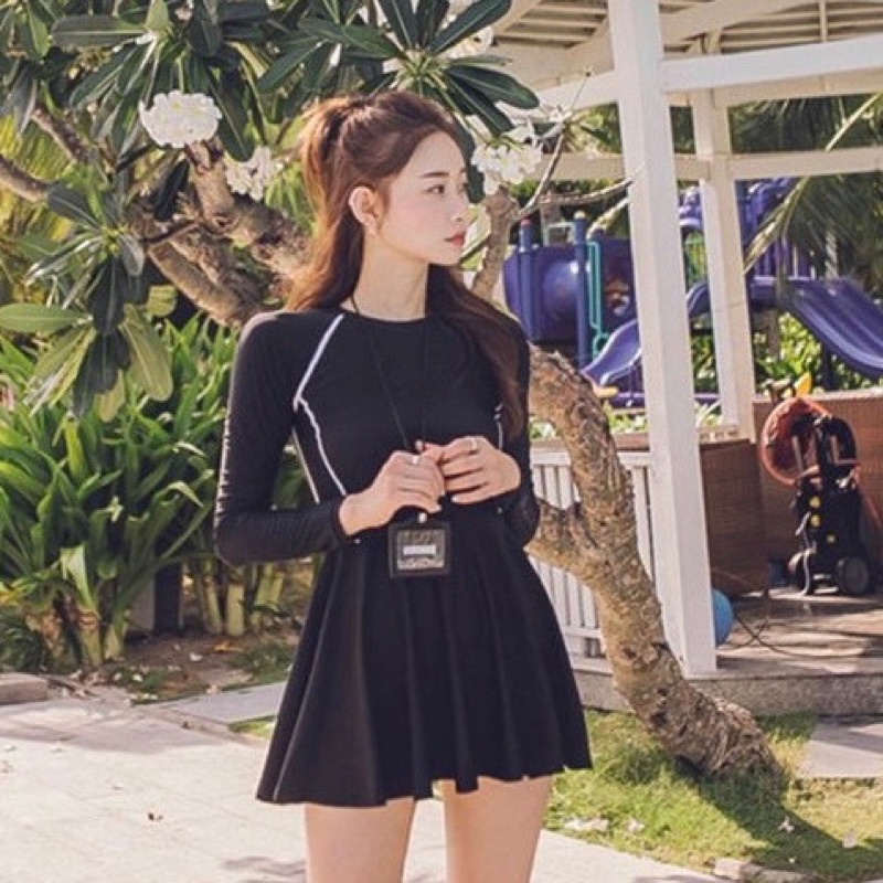 Bikini đồ bơi một mảnh  đi biển tay dài dây kéo phía sau kín đáo MS-P016