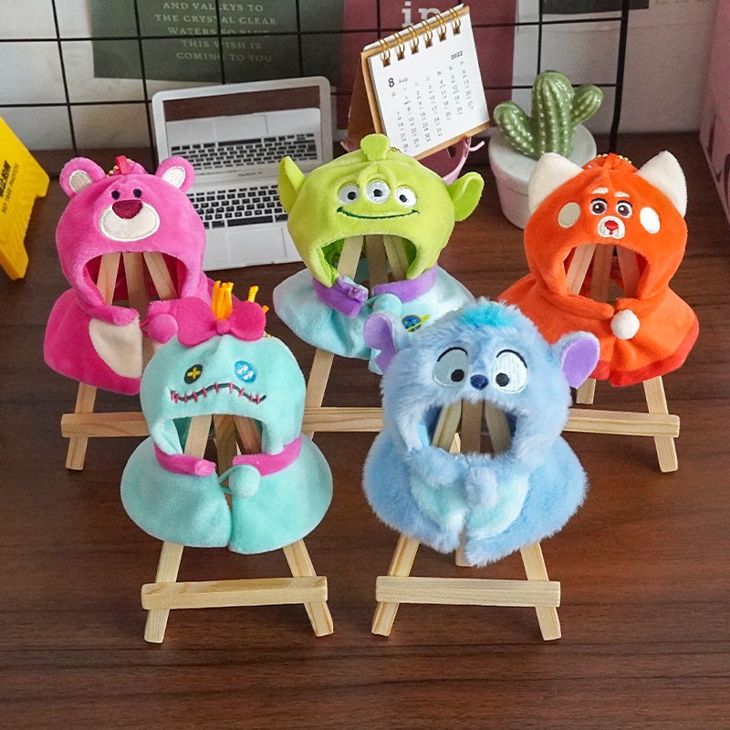 Búp Bê Nhồi Bông Ba Mắt Nhỏ Hình Stitch Mặc Áo Choàng Dễ Thương Thay Thế 10CM