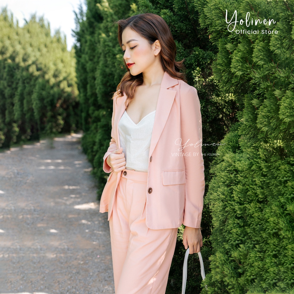 Bộ vest blazer nữ dáng suông nhẹ YOLINEN thiết kế trẻ trung thời trang mùa thu đông cho nữ | BigBuy360 - bigbuy360.vn