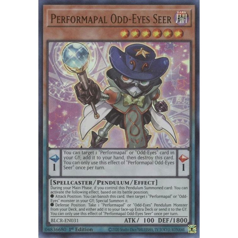 Thẻ Bài Yugioh Performapal Odd-Eyes Seer - BLCR-EN031 - Ultra Rare 1st Edition