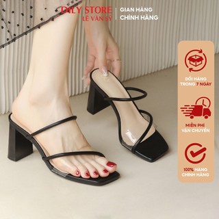 Guốc nữ cao gót quai mica trong suốt thanh mảnh gót vuông cao 7cm_AA0359