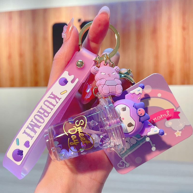 Sanrio Móc Chìa Khóa Kim Tuyến Nước Mymelody Kuromi Thời Trang Cho Cặp Đôi