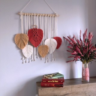 Mành lá treo trang trí treo tường trang trí quán tết macrame đồ decor